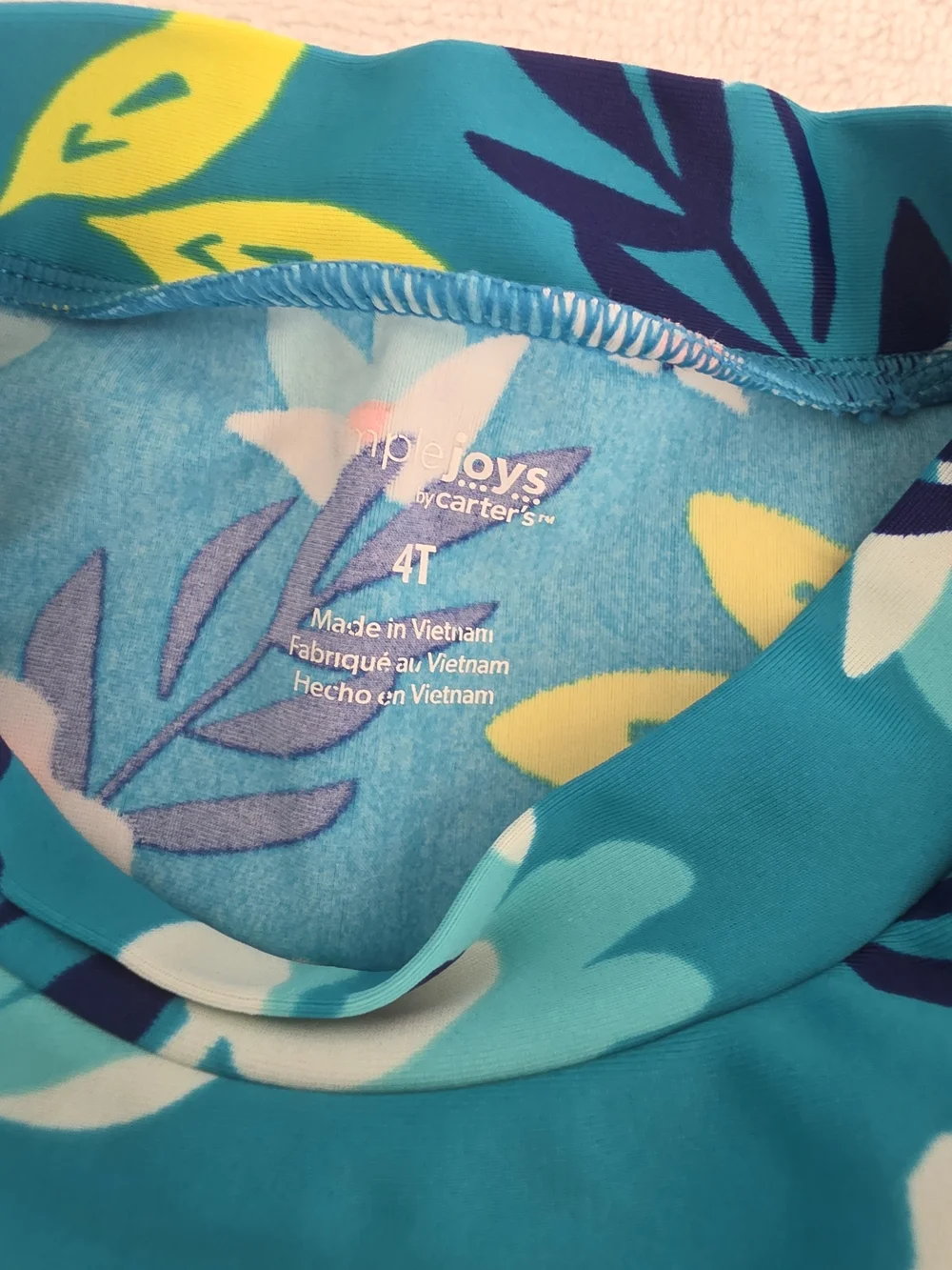 4 For $20 Girls' Teal Floral Long-Sleeve Rash Guard Swim Top Bottoms